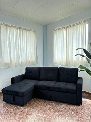 Sofá cama negro chaise longue BARATO!