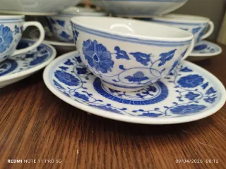 Juego 6 tazas té + 6 platitos porcelana china