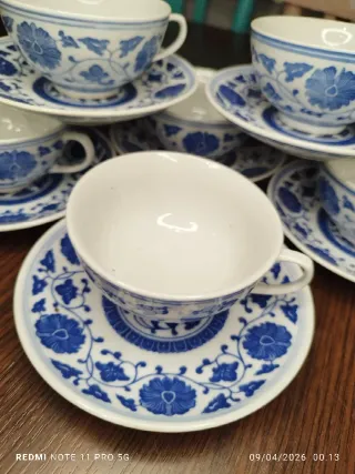 Juego 6 tazas té + 6 platitos porcelana china