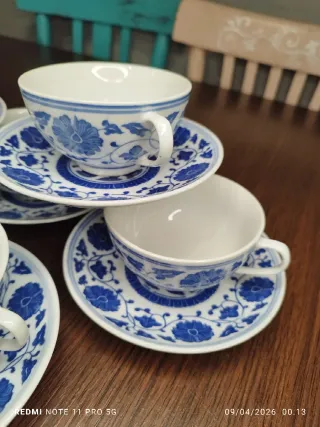 Juego 6 tazas té + 6 platitos porcelana china