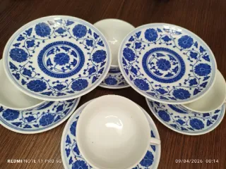 Juego 6 tazas té + 6 platitos porcelana china