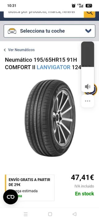 Neumático 195/65HR15 91H COMFORT II