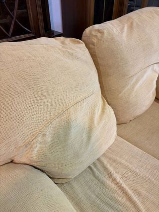 SOFÁ 2 PLAZAS AMARILLO Y PIEL