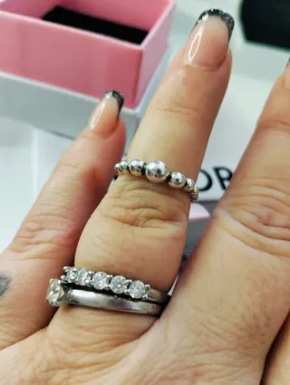 Anillo Pandora Bolitas Plata