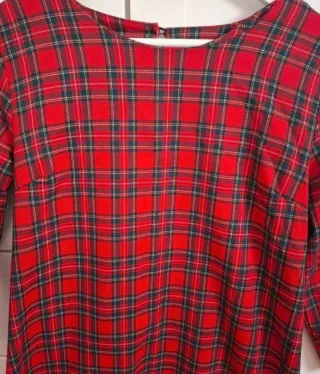 Vestido Tartán Rojo y Negro tacto suave