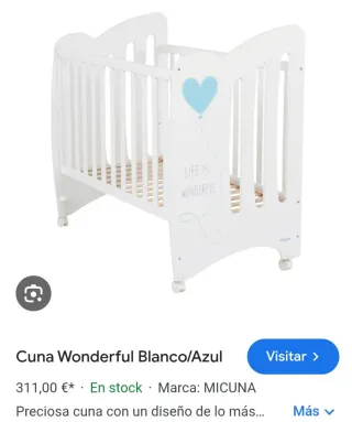 Cuna Wonderful Blanco/Azul con Chichonera