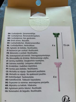 Set 8 Bastoncini Cocktail Farfalla