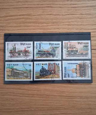 6 Sellos Vietnam - Trenes Antiguos, usados