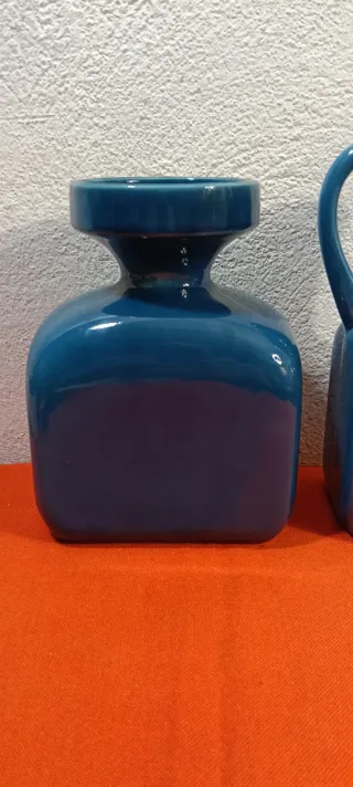 Coppia vasi ceramica blu anni '60