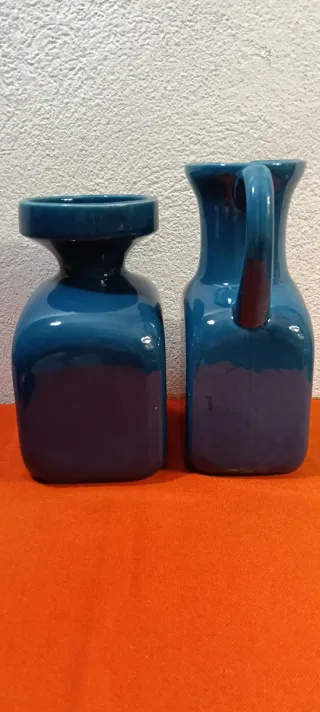 Coppia vasi ceramica blu anni '60