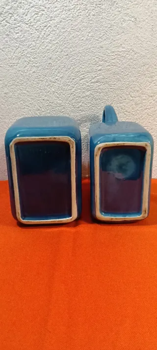 Coppia vasi ceramica blu anni '60