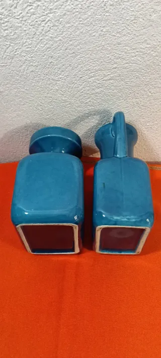 Coppia vasi ceramica blu anni '60