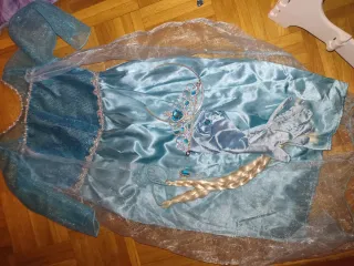 Disfraz Elsa Frozen Tiara Guantes Trenza