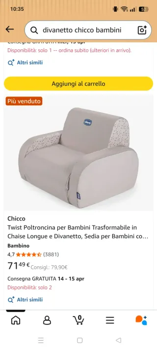 Divanetto Chicco per bambini