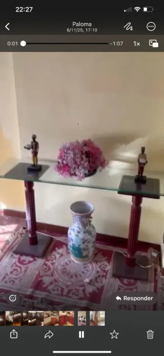 Mesa consola antigua de madera