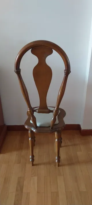 Silla Vintage Madera Tapizada Beige