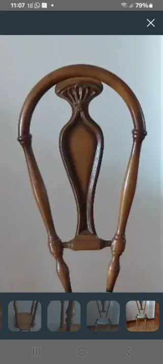 Silla Vintage Madera Tapizada Beige