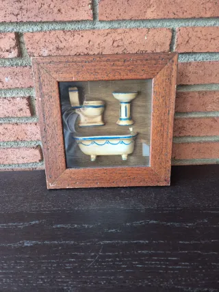 Cuadro baño figuras vintage