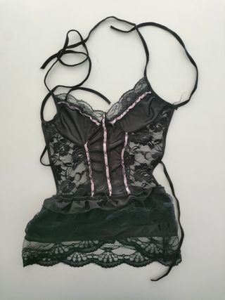 Body camisón encaje negro talla M L muy sensual