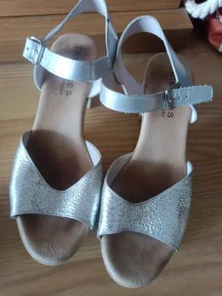 Sandalias Mujer Talla 41 Negro y Plata