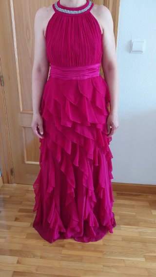 Vestido de fiesta fusia