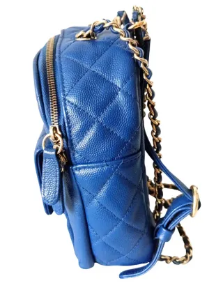 Mochila Chanel Mini Azul y Dorada