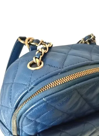Mochila Chanel Mini Azul y Dorada