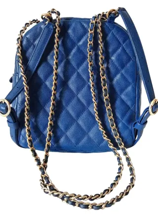 Mochila Chanel Mini Azul y Dorada