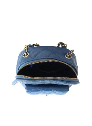 Mochila Chanel Mini Azul y Dorada