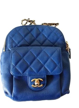 Mochila Chanel Mini Azul y Dorada