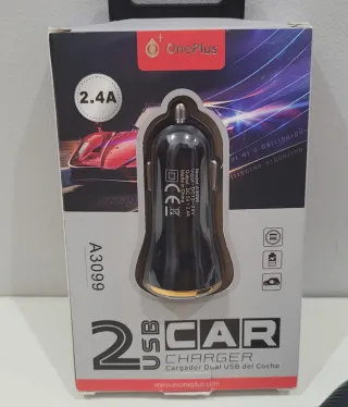 2 Cargadores USB Coche + convertidor a 3 tomas