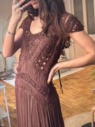 Vestido Zara marrón crochet