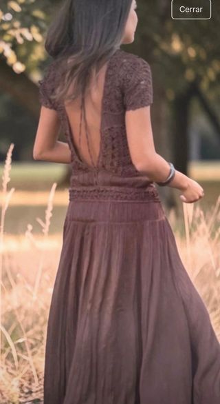 Vestido Zara marrón crochet