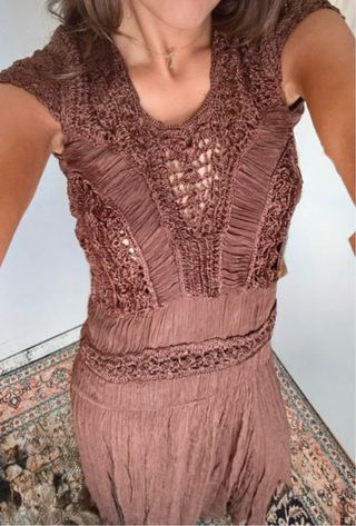 Vestido Zara marrón crochet