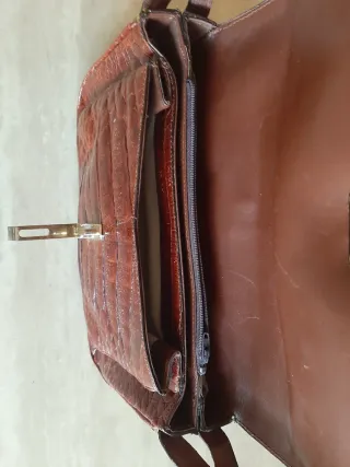 Bolso Piel Cocodrilo Auténtico Marrón