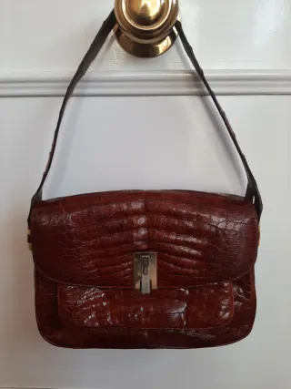 Bolso Piel Cocodrilo Auténtico Marrón