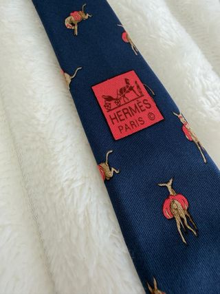 Corbata Hermes Seda Azul y Rojo