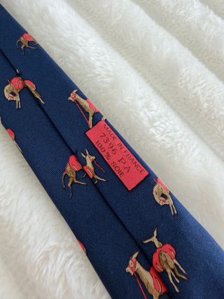 Corbata Hermes Seda Azul y Rojo