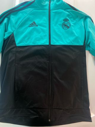 Chaqueta Real Madrid Adidas Negra y Turquesa