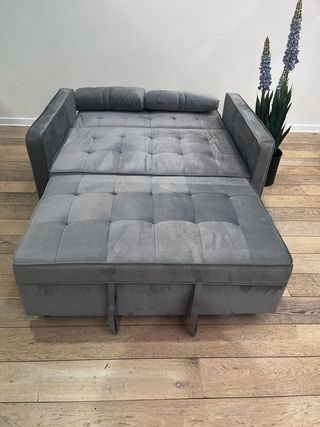 Sofá Cama Gris Terciopelo