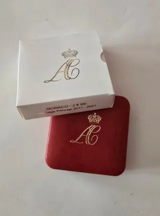 Mónaco 2021 2€ Proof BE. 10 años boda Real