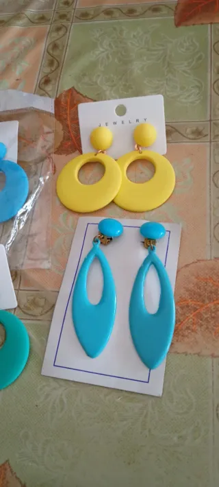 Peinetas Flamenca y Pendientes Azul/Amarillo