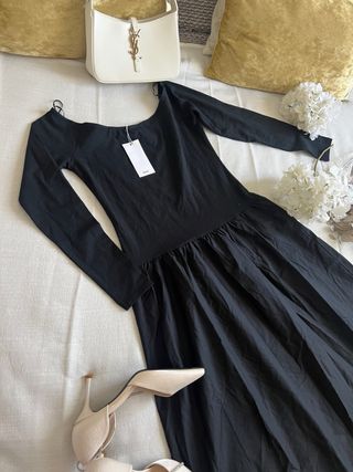 Vestido negro algodón corte A