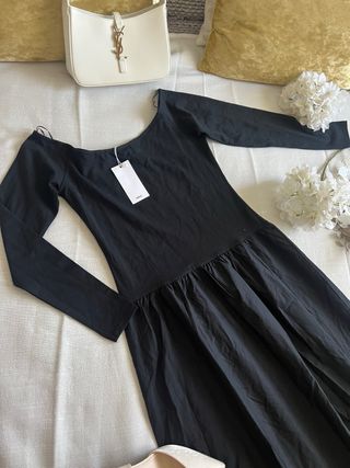 Vestido negro algodón corte A
