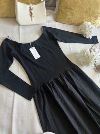 Vestido negro algodón corte A