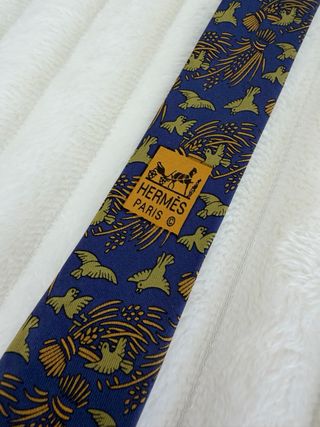 Corbata Hermes Seda Azul y Verde