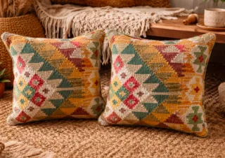 Cuscino Kilim Multicolore in Lana