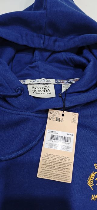 Sudadera Scotch & Soda capucha azul Talla M. Nueva
