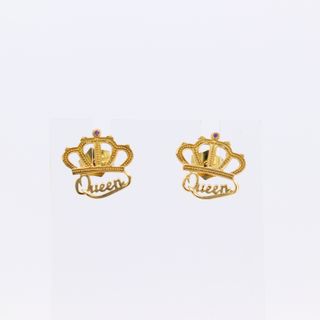 PENDIENTES CORONA QUEEN MEDIANO CIRCONITA. Oro 18k