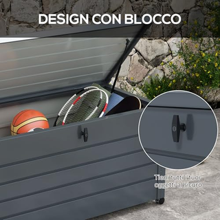 Baule da Giardino da 311L con Serratura, 2 Manigli